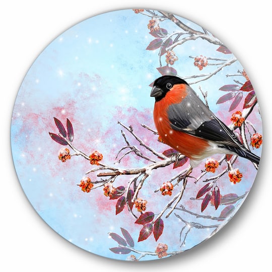 Designart - Two Bright Bird Bullfinch Bird Sitting On A Branch